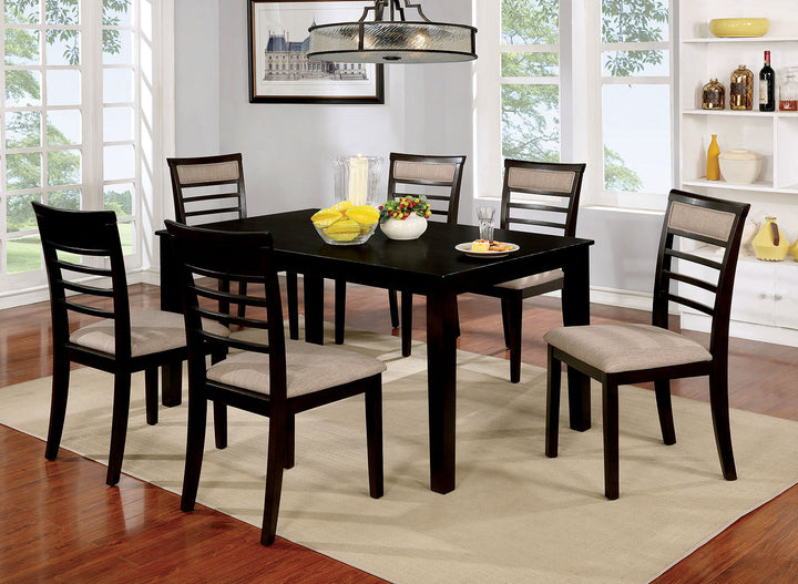 Furniture Of America Fafnir Espresso/Beige Transitional 7-Piece Dining Table Set Model CM3607EX-T-7PK - MONAVILLA