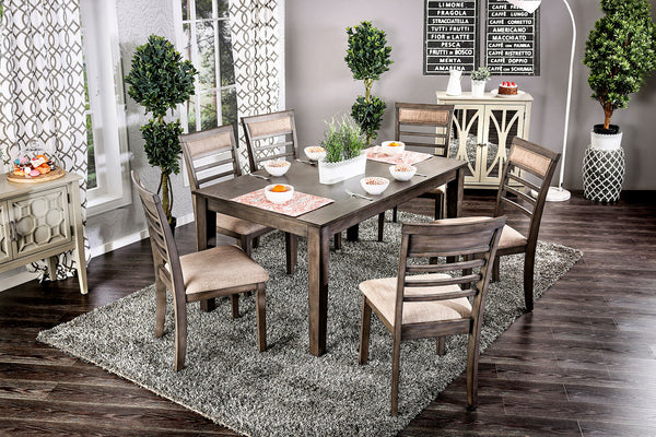 Furniture Of America Taylah Weathered Gray/Beige Transitional 7-Piece Dining Table Set Model CM3607T-7PK - MONAVILLA