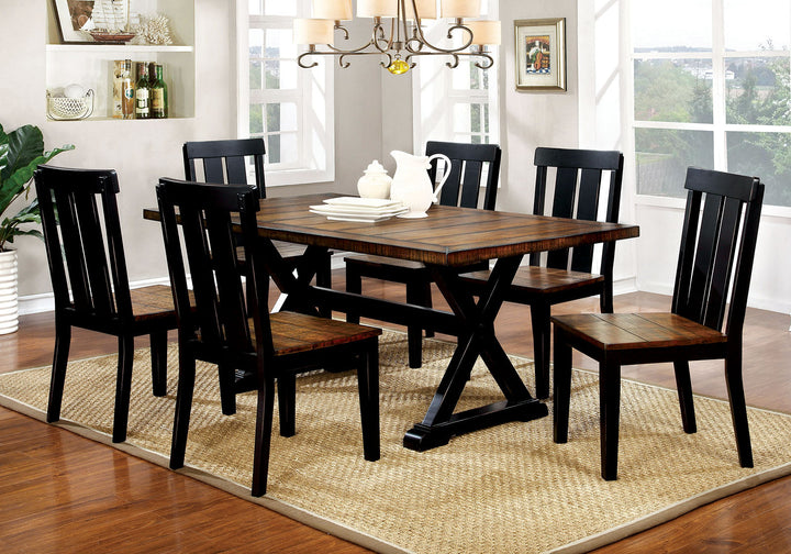 Furniture Of America Alana Antique Oak/Black Transitional Dining Table Model CM3668T - MONAVILLA