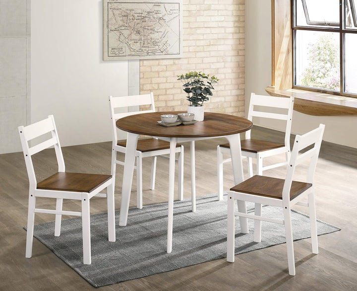 Furniture Of America Debbie Walnut/White Transitional 5-Piece Round Dining Table Set Model CM3713RT-5PK - MONAVILLA