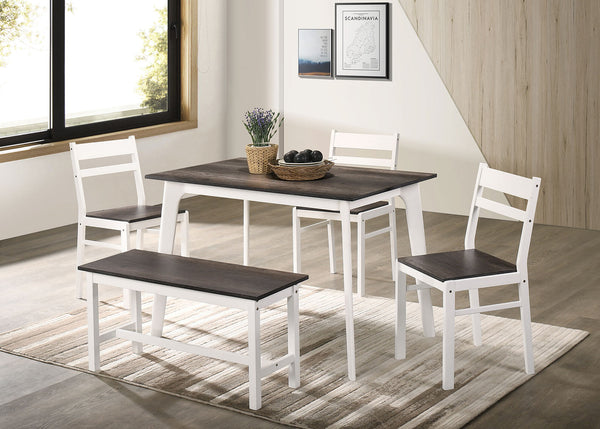 Furniture Of America Debbie Gray/White Transitional 5-Piece Dining Table Set With Bench Model CM3714GY-T-BN-5PK - MONAVILLA