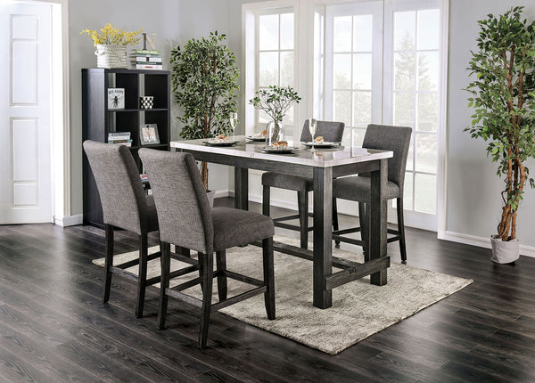 Furniture Of America Brule White/Antique Black Transitional 5-Piece Counter Height Dining Table Set Model CM3736PT-GY-5PC - MONAVILLA