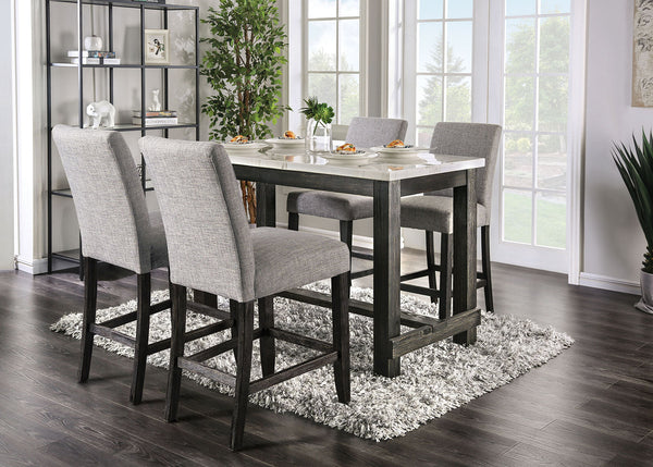 Furniture Of America Brule White/Antique Black Transitional 5-Piece Counter Height Dining Table Set Model CM3736PT-LG-5PC - MONAVILLA