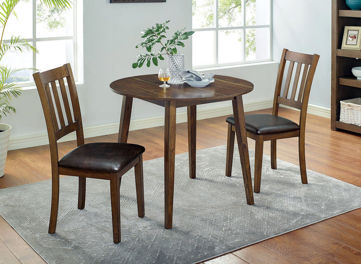 Furniture Of America Blackwood Walnut/Dark Brown Transitional 3-Piece Round Dining Table Set Model CM3771RT-3PK - MONAVILLA