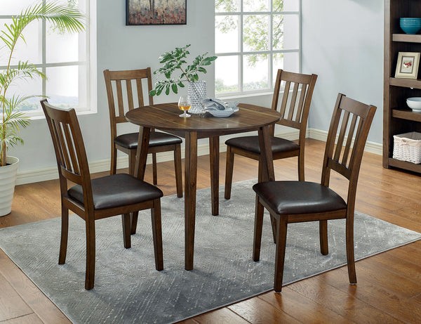 Furniture Of America Blackwood Walnut/Dark Brown Transitional 5-Piece Round Dining Table Set Model CM3771RT-5PK - MONAVILLA