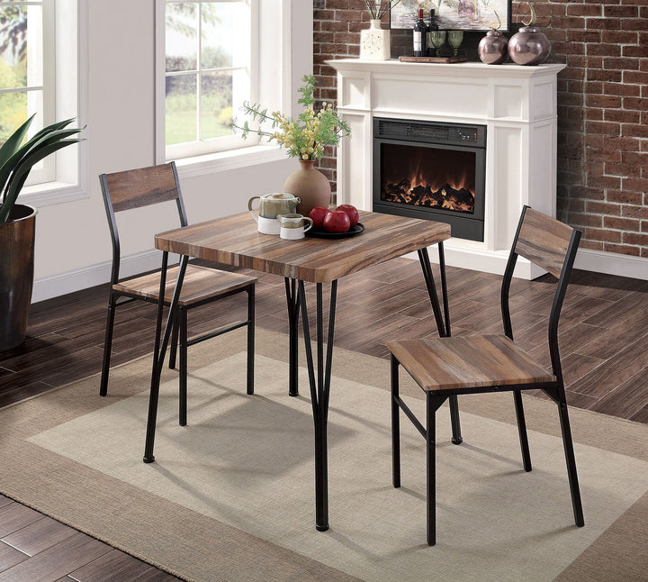 Furniture Of America Farnham Natural Tone/Espresso Industrial 3-Piece Dining Table Set Model CM3796T-28-3PK - MONAVILLA