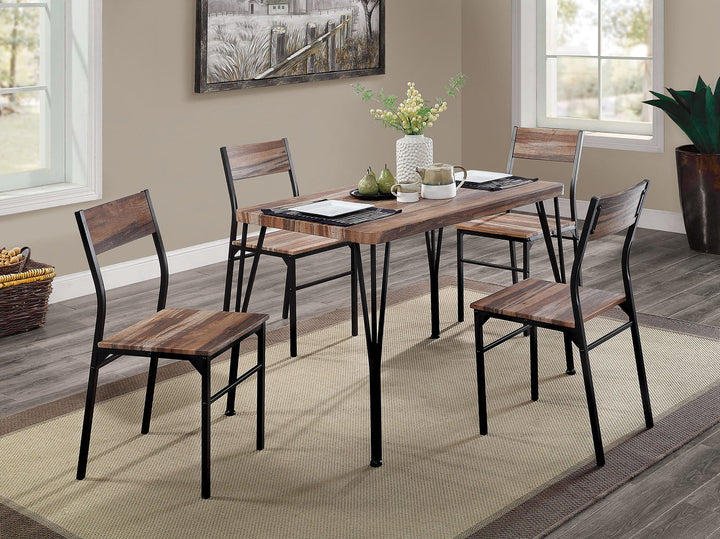 Furniture Of America Farnham Natural Tone/Espresso Industrial 5-Piece Dining Table Set Model CM3796T-44-5PK - MONAVILLA