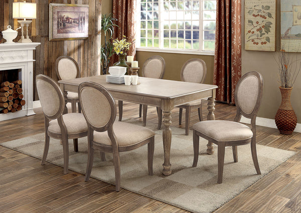 Furniture Of America Kathryn Rustic Oak/Beige Transitional Dining Table, Rustic Oak Model CM3872T - MONAVILLA