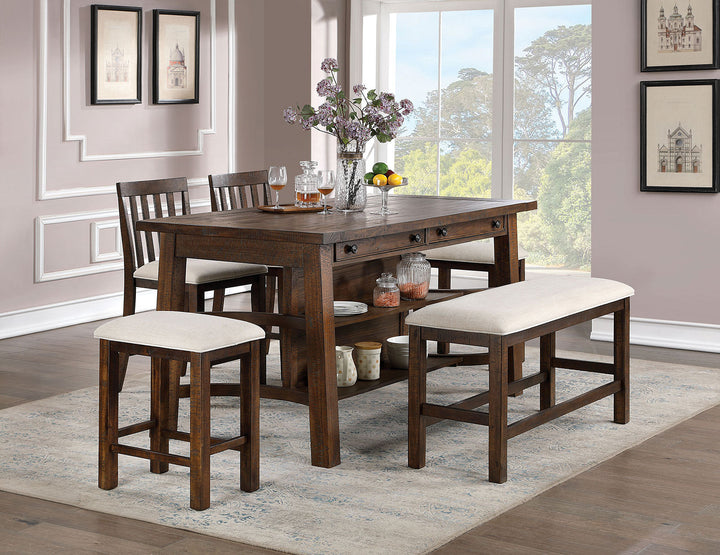 Furniture Of America Fredonia Rustic Oak Rustic Counter Height Table Model CM3902PT - MONAVILLA