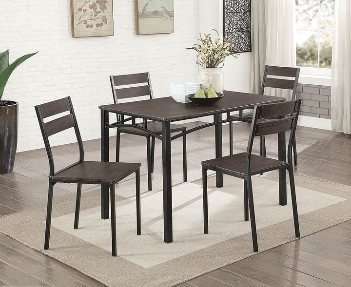 Furniture Of America Westport Antique Brown/Black Industrial 5-Piece Dining Table Set Model CM3920T-5PK - MONAVILLA