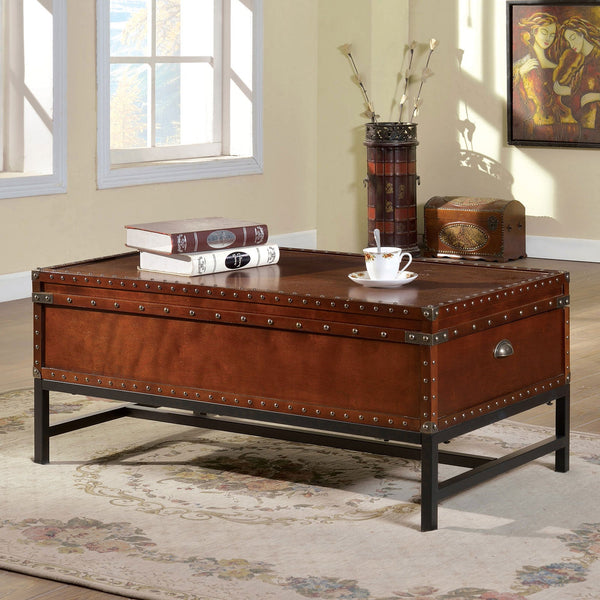 Furniture Of America Milbank Cherry Industrial Coffee Table Model CM4110C - MONAVILLA