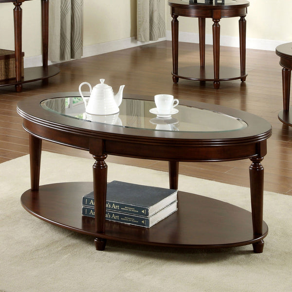 Furniture Of America Granvia Dark Cherry Transitional Coffee Table Model CM4131OC - MONAVILLA