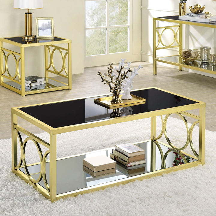 Furniture Of America Rylee Gold Contemporary Coffee Table, Gold Model CM4166GL-C - MONAVILLA