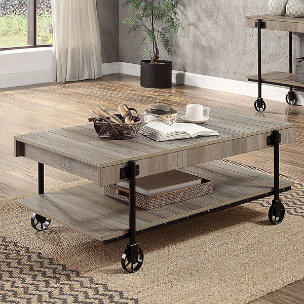 Furniture Of America Lobb Natural Tone Industrial Coffee Table, Natural Tone Model CM4217A-C - MONAVILLA