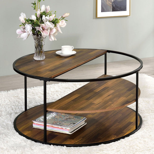 Furniture Of America Orrin Black/Walnut Industrial Coffee Table Model CM4396BK-C - MONAVILLA