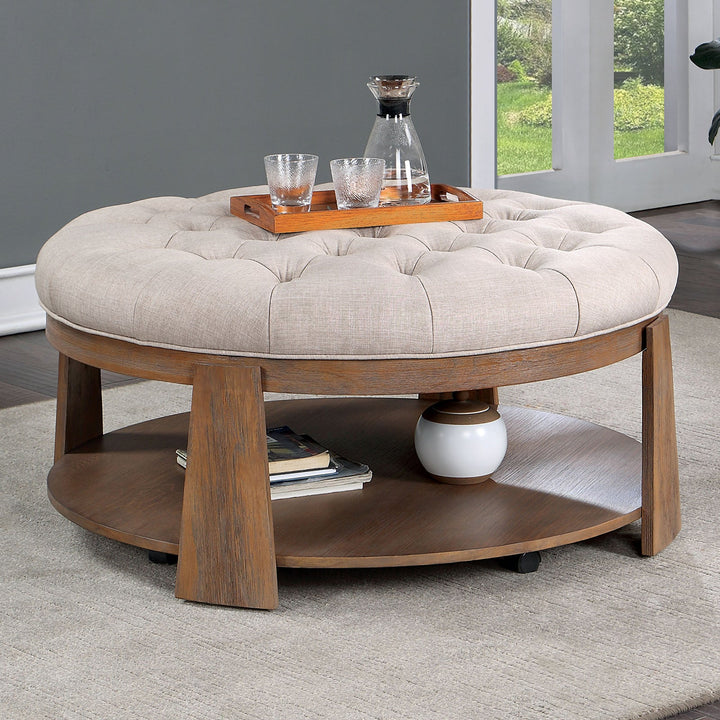 Furniture Of America Guis Beige Transitional Round Coffee Table, Beige Model CM4411BG-C - MONAVILLA