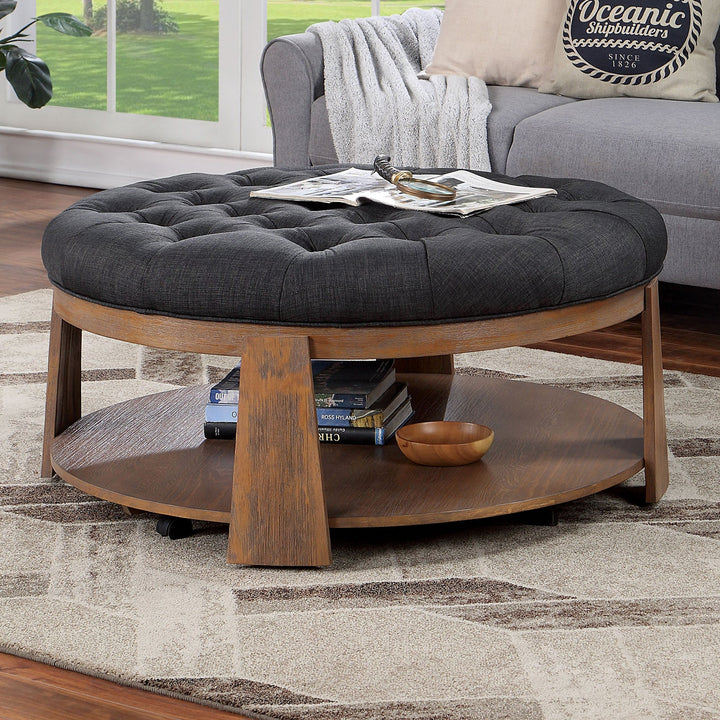 Furniture Of America Guis Dark Gray Transitional Round Coffee Table, Dark Gray Model CM4411DG-C - MONAVILLA