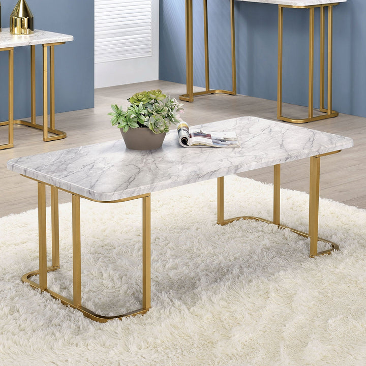 Furniture Of America Calista Gold/White Contemporary Coffee Table Model CM4564WH-C - MONAVILLA