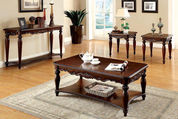 Furniture Of America Bunbury Cherry Traditional 3-Piece Coffee Table Set Model CM4915-3PK - MONAVILLA