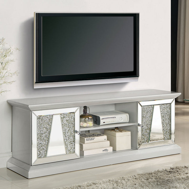 Furniture Of America Regensbach Silver Glam 60" Tv Stand, Silver Model CM5516-TV-60 - MONAVILLA