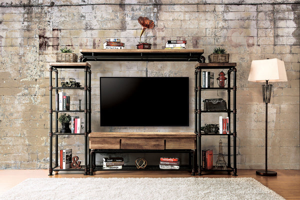 Furniture Of America Kebbyll Antique Black/Natural Tone Industrial 4-Piece Set (Tv + 2 Pc + Br) Model CM5913-TV-4PC - MONAVILLA