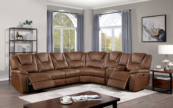 Furniture Of America Erfurt Brown Transitional Power Sectional + Armless Chair, Brown Model CM6119BR-SECT+AC - MONAVILLA