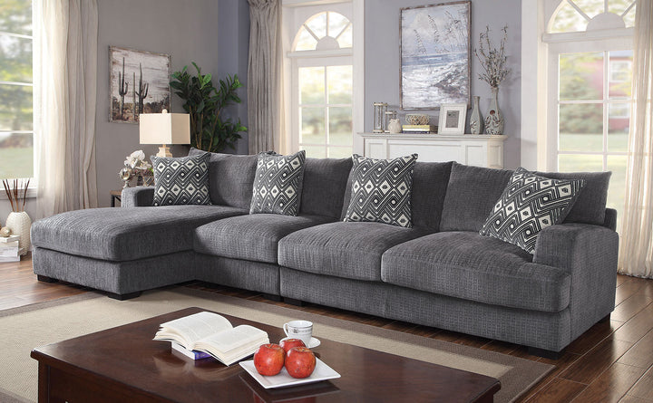 Furniture Of America Kaylee Gray Contemporary Large L-Shaped Sectional, Right Chaise Model CM6587-SECT-LL-R - MONAVILLA