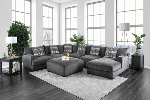 Furniture Of America Kaylee Gray Contemporary U-Shaped Sectional, Right Chaise Model CM6587-SECT-R - MONAVILLA