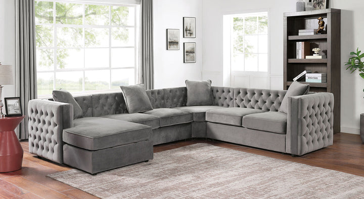 Furniture Of America Baldassano Dark Gray Traditional Sectional, Dark Gray Model CM6746DG-SECT - MONAVILLA