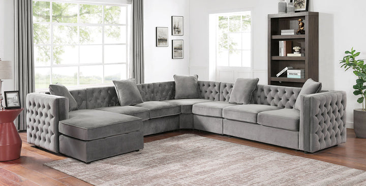 Furniture Of America Baldassano Dark Gray Sectional With Armless Chair, Dark Gray Model CM6746DG-SECT+AC - MONAVILLA