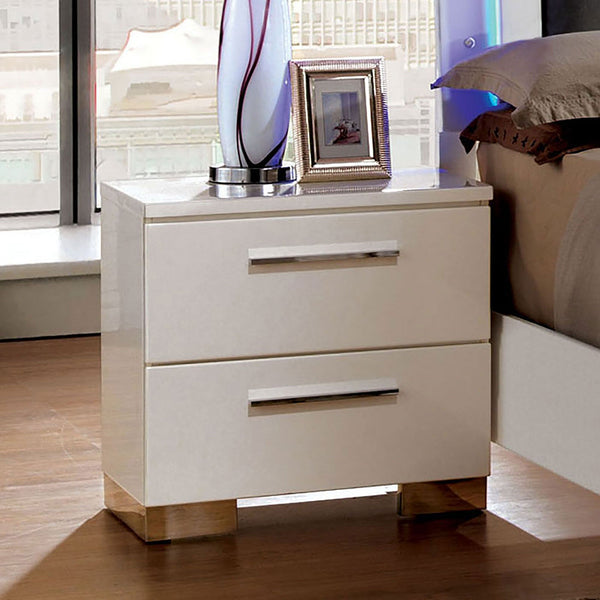 Furniture Of America Clementine Glossy White Contemporary Night Stand Model CM7201N - MONAVILLA