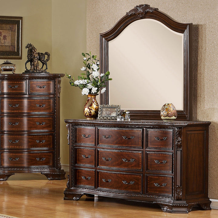 Furniture Of America Monte Vista Brown Cherry Traditional Dresser Model CM7267D - MONAVILLA