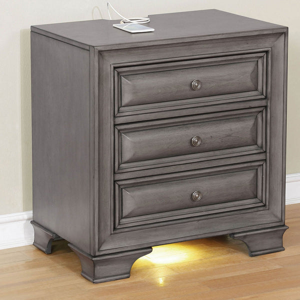 Furniture Of America Brandt Gray Transitional Night Stand Model CM7302GY-N - MONAVILLA