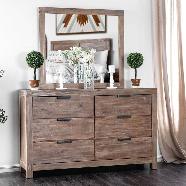 Furniture Of America Wynton Weathered Light Oak Rustic Dresser Model CM7360D - MONAVILLA