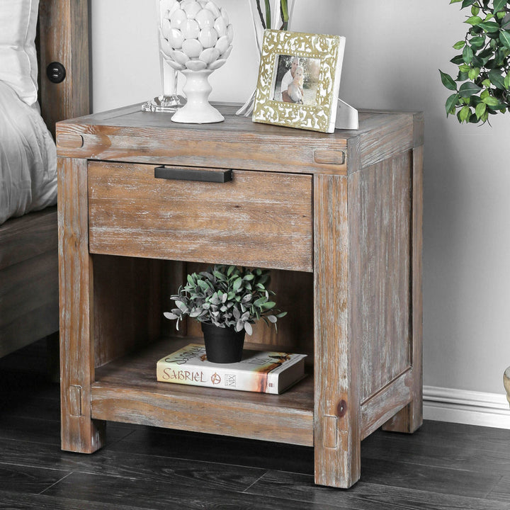 Furniture Of America Wynton Weathered Light Oak Rustic Night Stand Model CM7360N - MONAVILLA