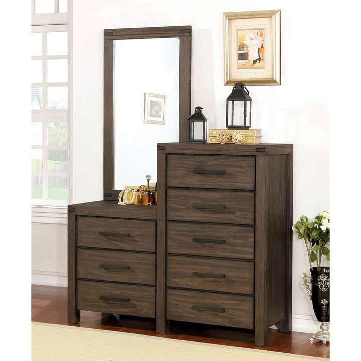 Furniture Of America Rexburg Wire-Brushed Rustic Brown Rustic 8-Drawer Dresser Mirror Model CM7382CM - MONAVILLA