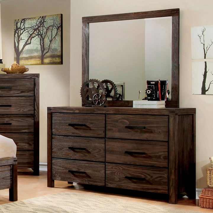 Furniture Of America Rexburg Wire-Brushed Rustic Brown Rustic Dresser Model CM7382D - MONAVILLA