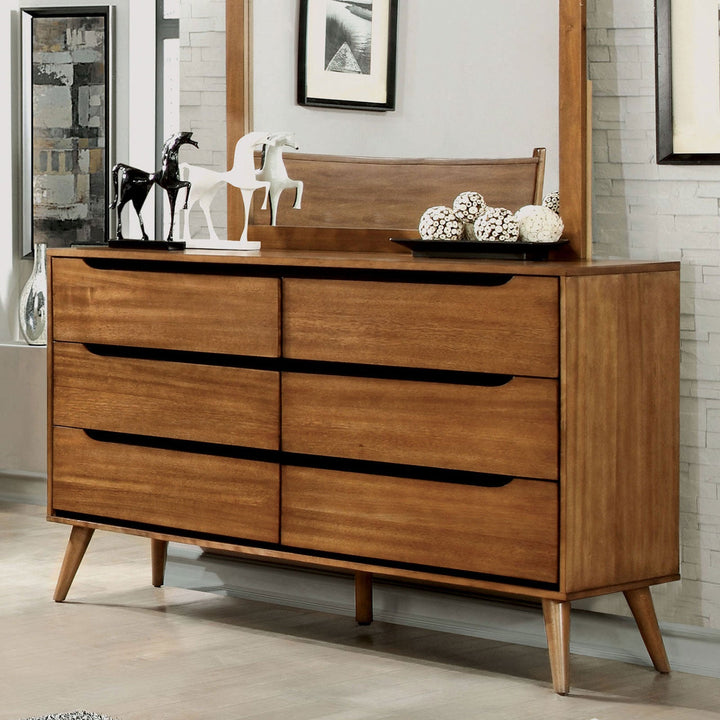 Furniture Of America Lennart Oak Mid-Century Modern Dresser Model CM7386A-D - MONAVILLA