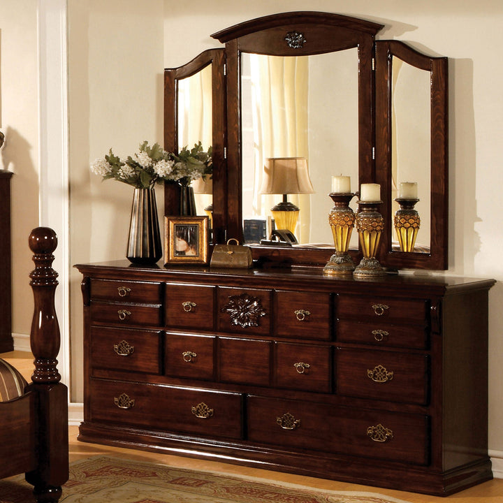 Furniture Of America Tuscan Glossy Dark Pine Traditional Dresser Model CM7571D - MONAVILLA