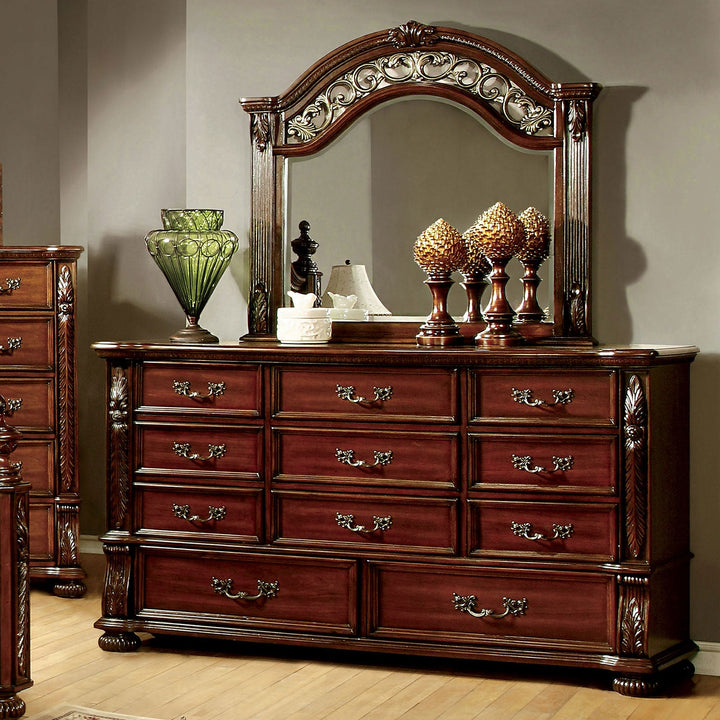 Furniture Of America Arthur Brown Cherry Traditional Dresser Model CM7587D - MONAVILLA