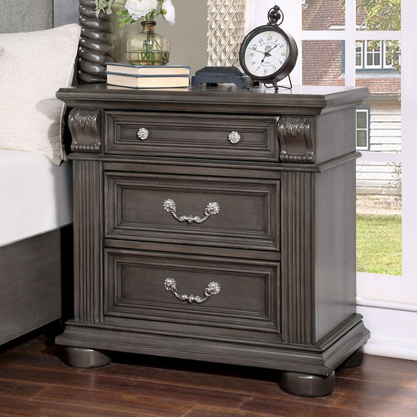 Furniture Of America Esperia Gray Traditional Night Stand Model CM7711GY-N - MONAVILLA