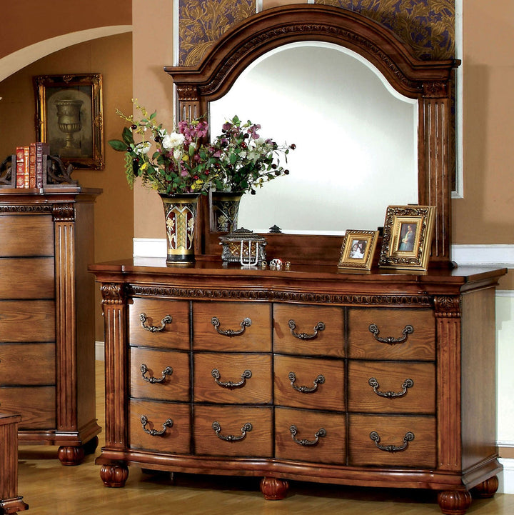 Furniture Of America Bellagrand Antique Tobacco Oak Traditional Dresser Model CM7738D - MONAVILLA