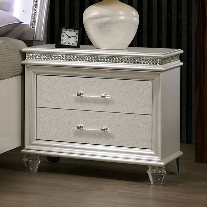 Furniture Of America Maddie Pearl White Contemporary Night Stand Model CM7899N - MONAVILLA