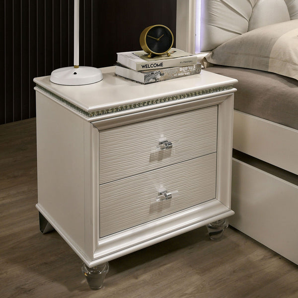 Furniture Of America Allie Pearl White Contemporary Night Stand Model CM7901N - MONAVILLA