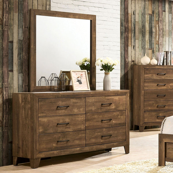 Furniture Of America Wentworth Light Walnut Rustic Dresser Model CM7912D - MONAVILLA