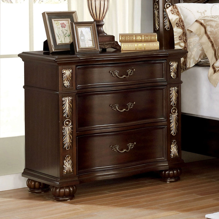 Furniture Of America Theodor Brown Cherry Traditional Night Stand With Usb Plug Model CM7926N - MONAVILLA