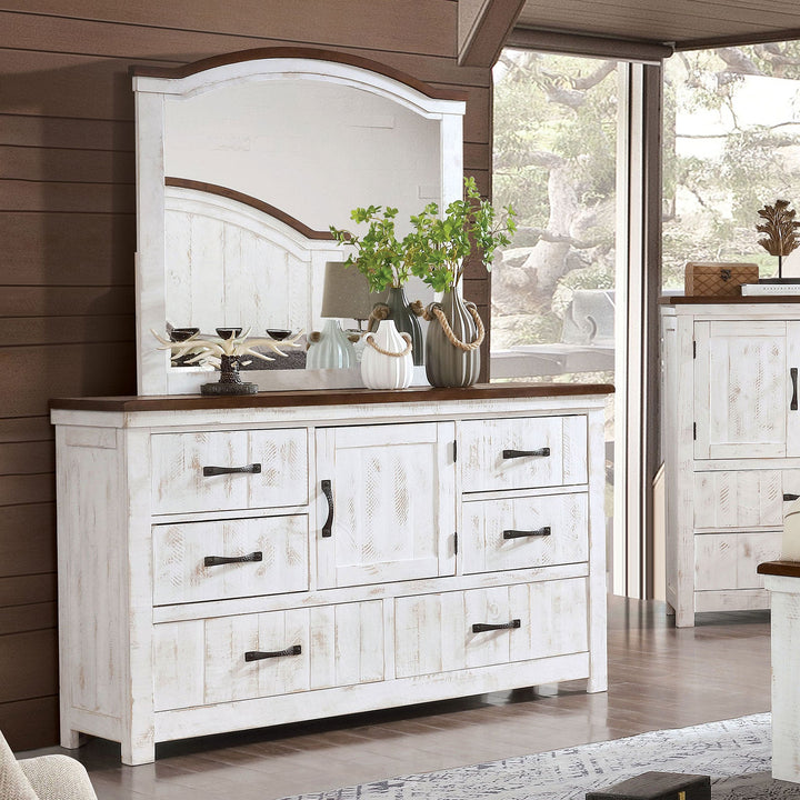 Furniture Of America Alyson Distressed White/Walnut Transitional Dresser Model CM7962D - MONAVILLA