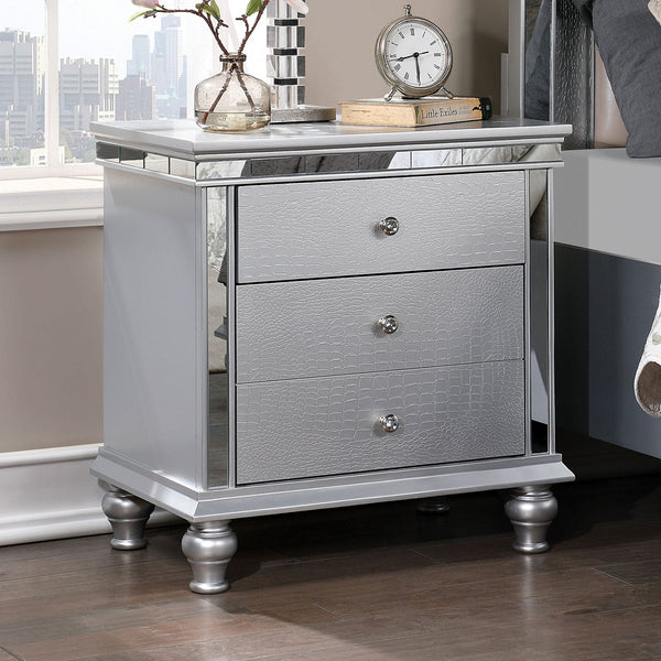 Furniture Of America Bellinzona Silver Contemporary Night Stand Model CM7992N - MONAVILLA