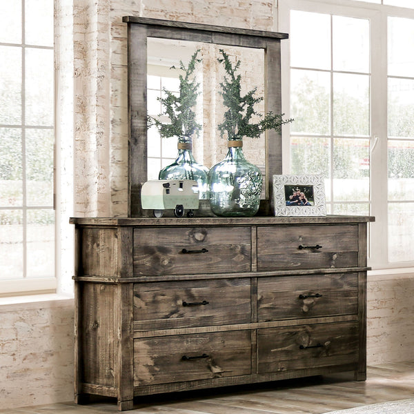 Furniture Of America Woodburn Ash Brown Rustic Dresser, Ash Brown Model EM7071BR-D - MONAVILLA