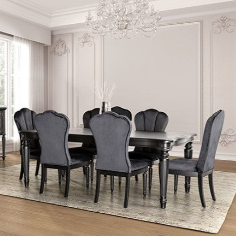 Furniture of America Melodi Parc Black 7PC Dining Table Set Model FM3416BK-T-7PC